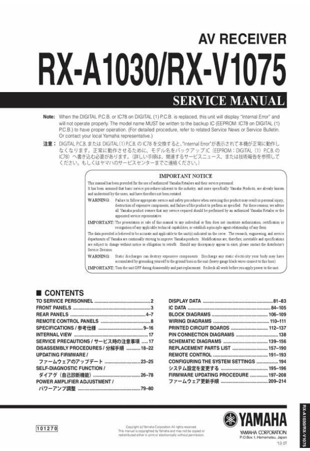 RX-A1030, RX-V1075